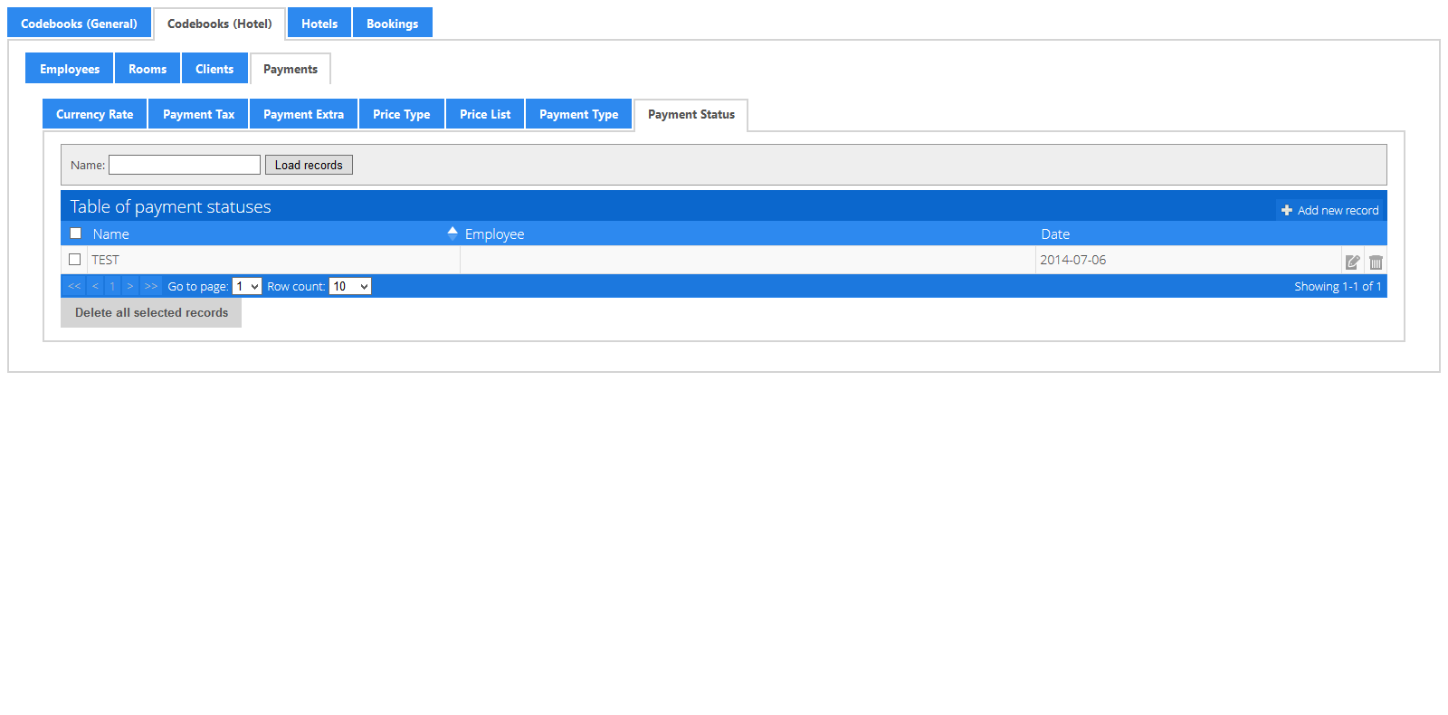 Codebook (Hotel): Payments - Payment Status