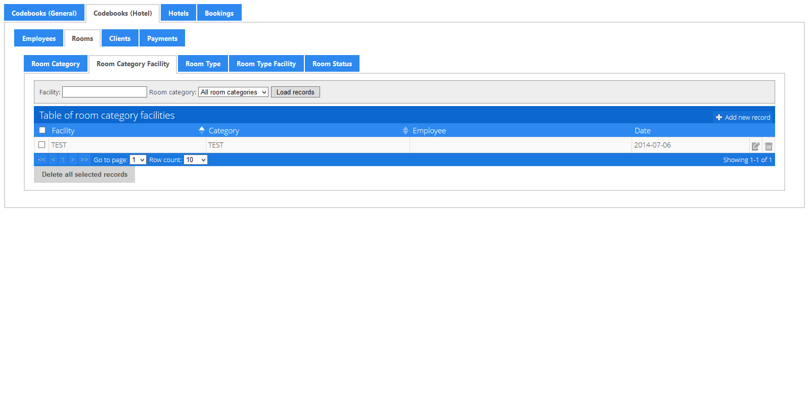 Codebook (Hotel): Rooms - Room Category Facility