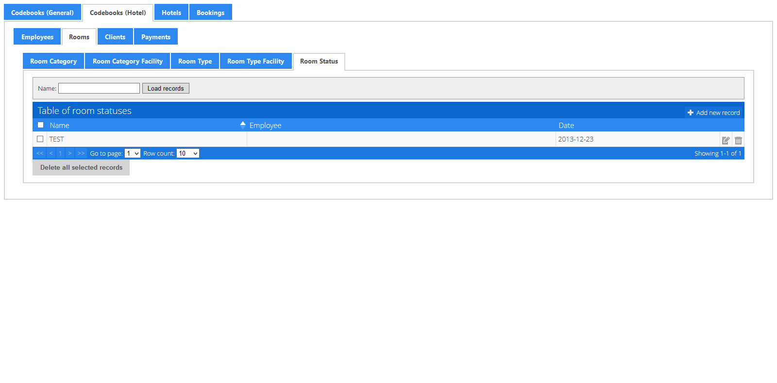 Codebook (Hotel): Rooms - Room Status